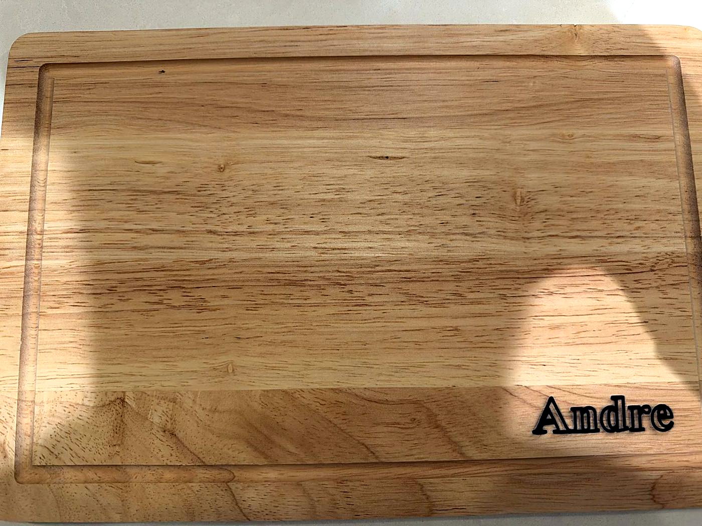Braai board with the name Andre engraved in the corner